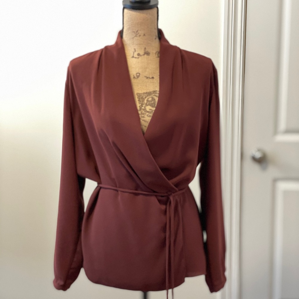 Wilfred Maroon Wrap Blouse - L